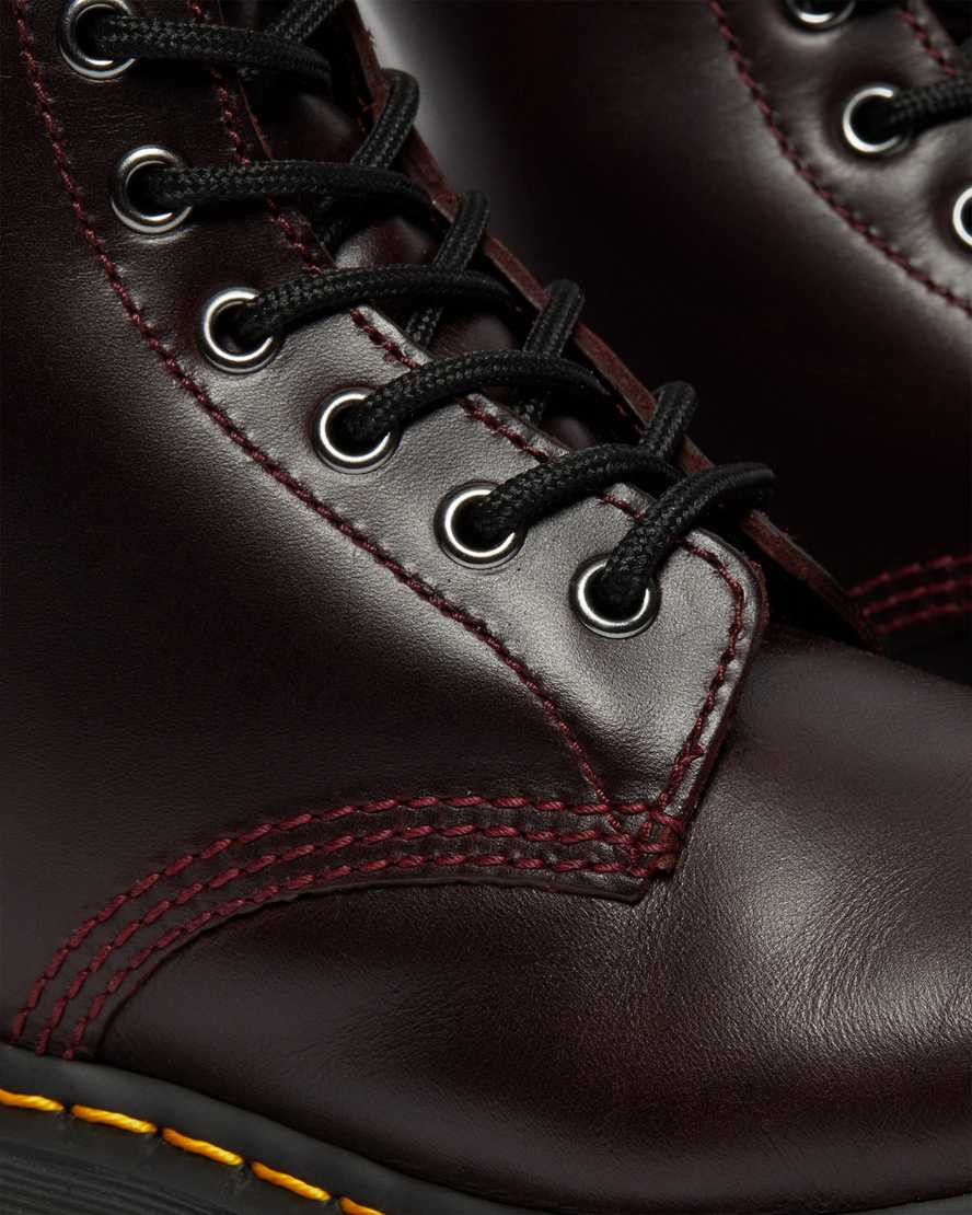 vínové dámské šněrovací boty dr. martens 1460 serena s umělou kožešinou