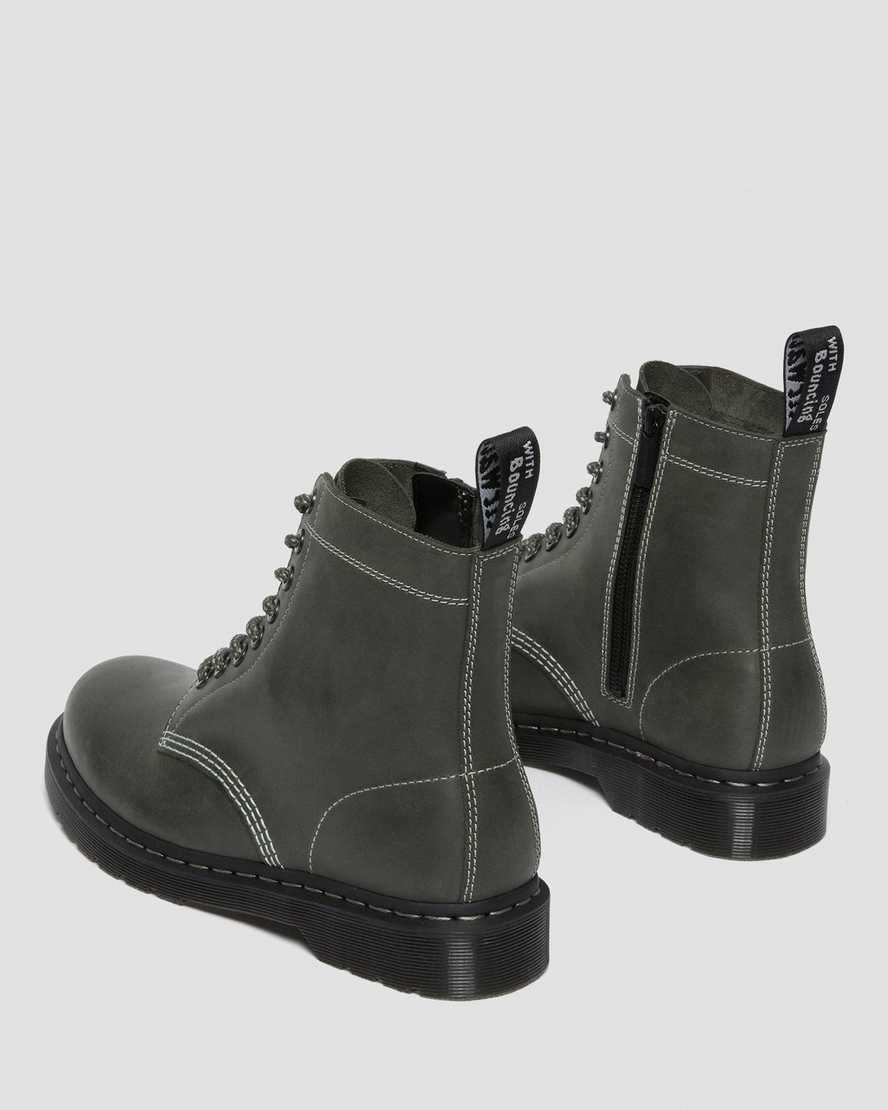 dámské šněrovací boty dr. martens 1460 pascal zip v olivové barvě