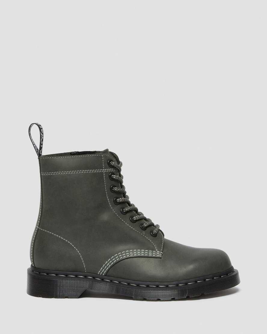 dámské šněrovací boty dr. martens 1460 pascal zip v olivové barvě