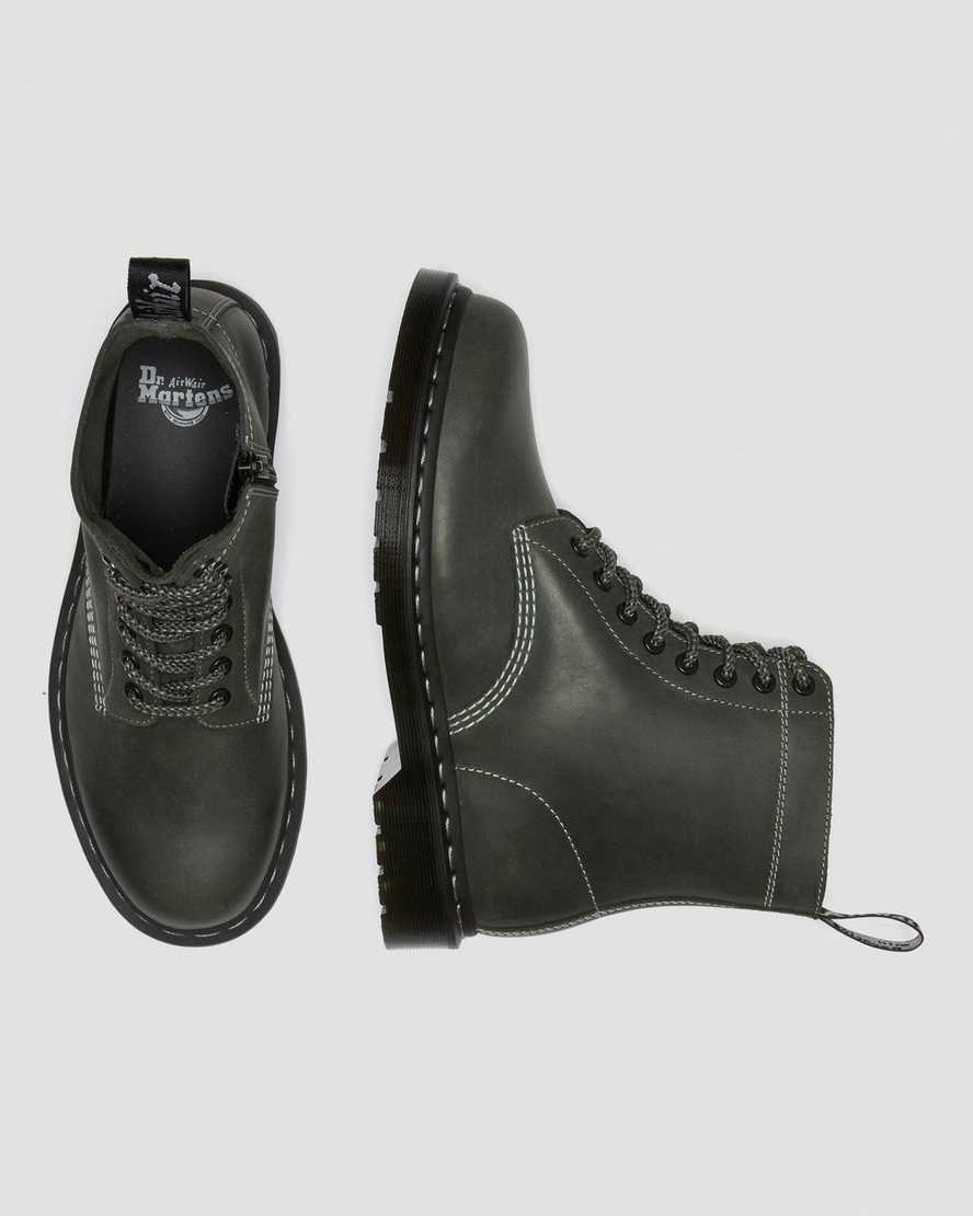 dámské šněrovací boty dr. martens 1460 pascal zip v olivové barvě