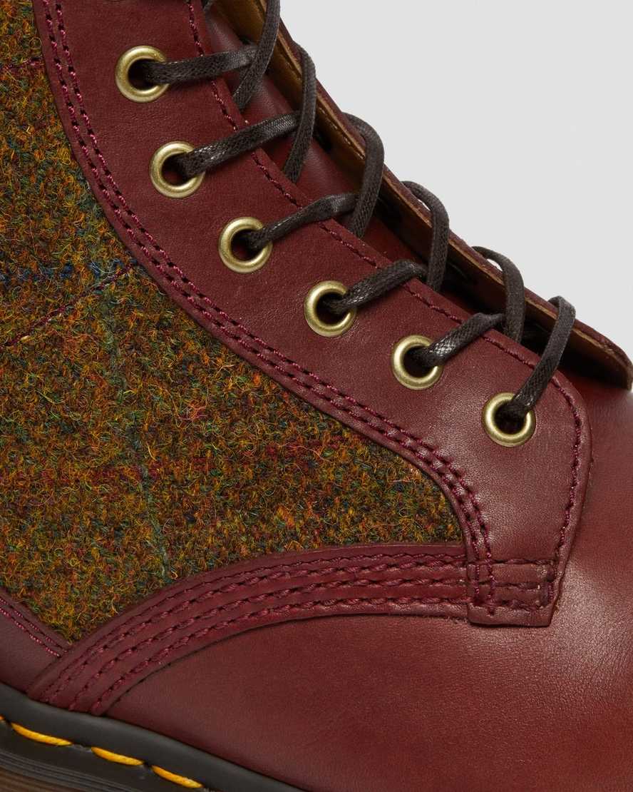vínové dámské šněrovací boty dr. martens 1460 harris tweed