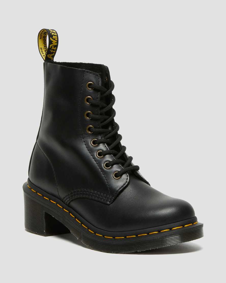 Černé dámské šněrovací boty dr. martens clemency na podpatku