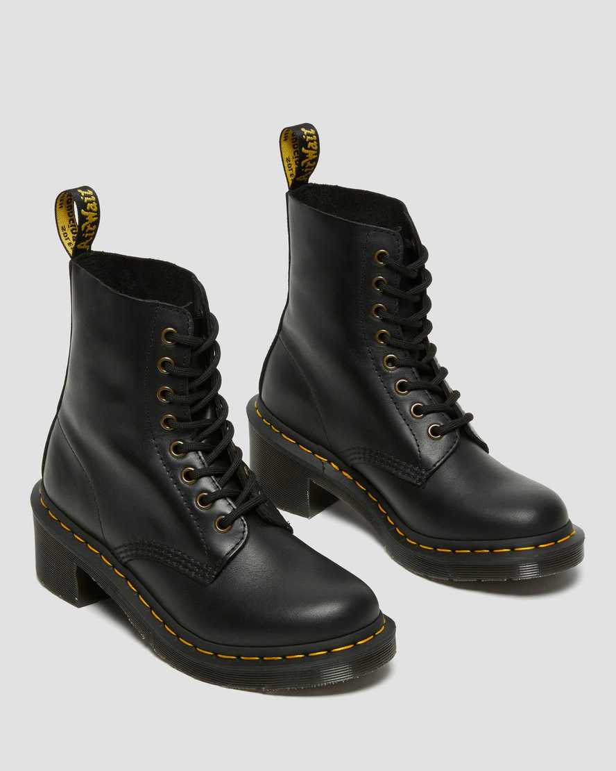 Černé dámské šněrovací boty dr. martens clemency na podpatku
