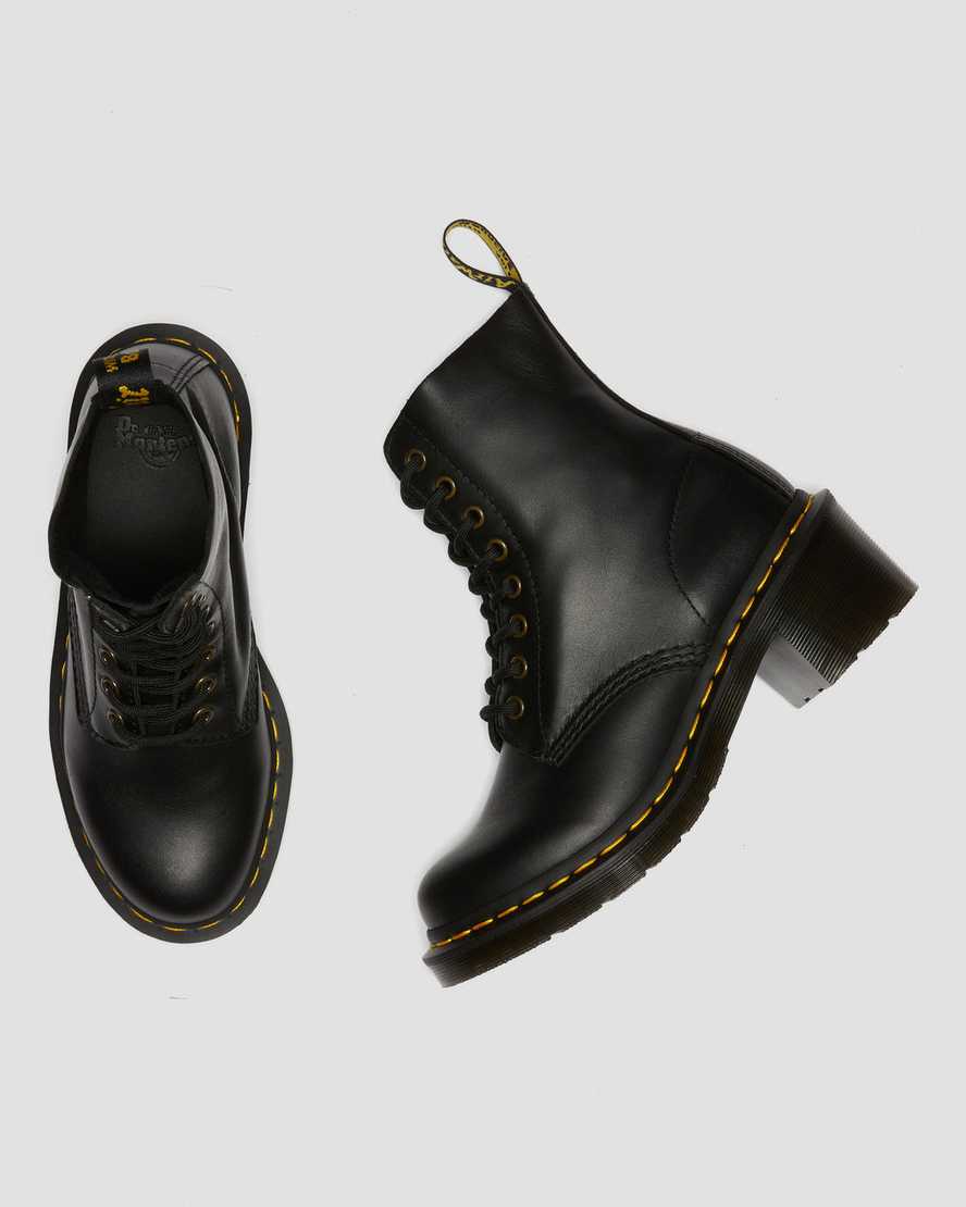 Černé dámské šněrovací boty dr. martens clemency na podpatku