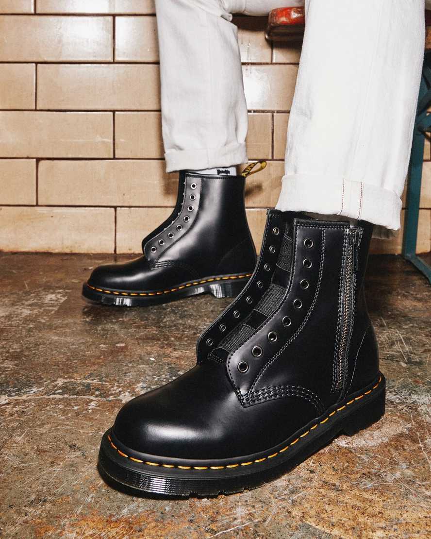 Černé dámské šněrovací boty dr. martens 1460 elastic smooth