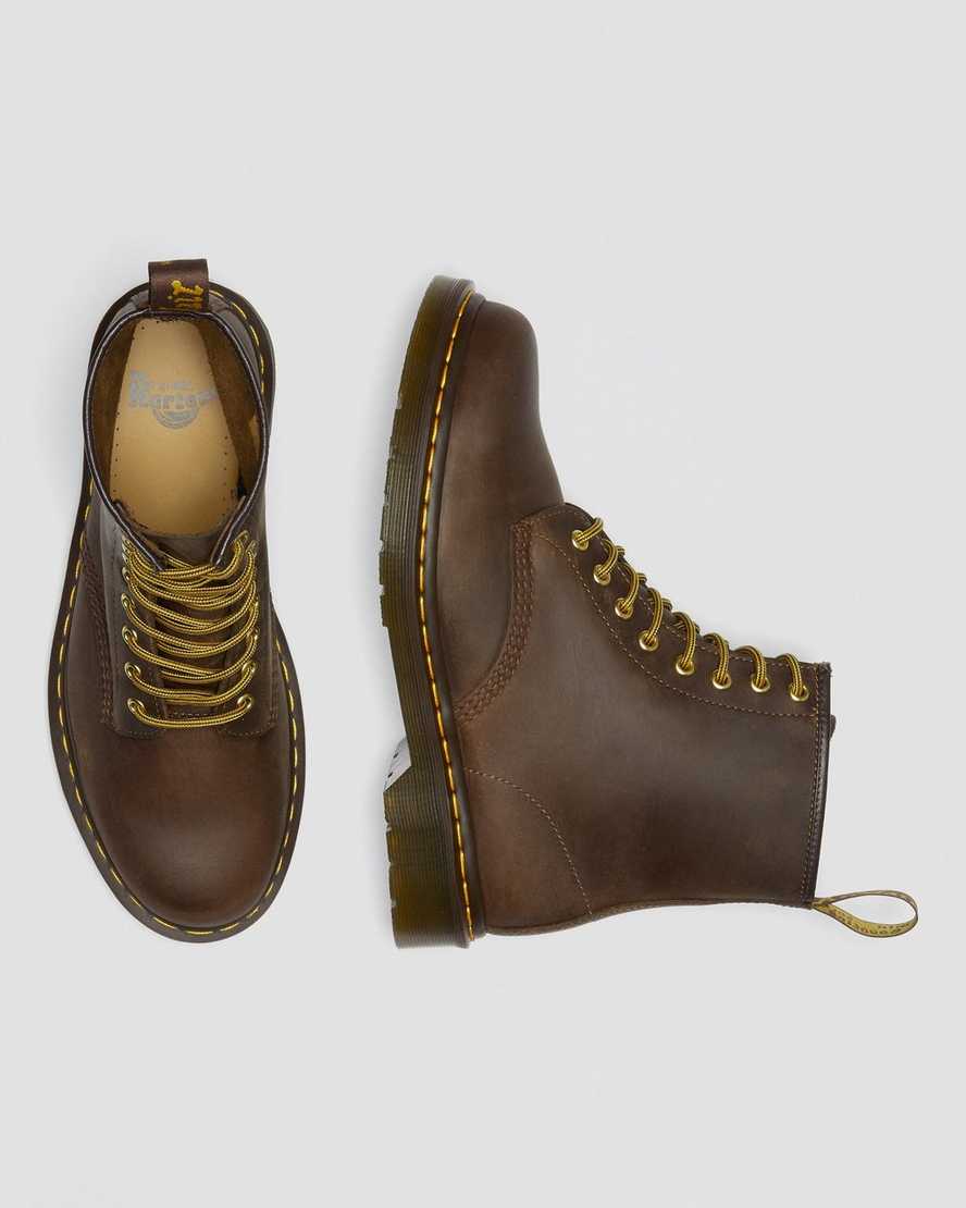 hnědé dámské šněrovací boty dr. martens 1460 crazy horse