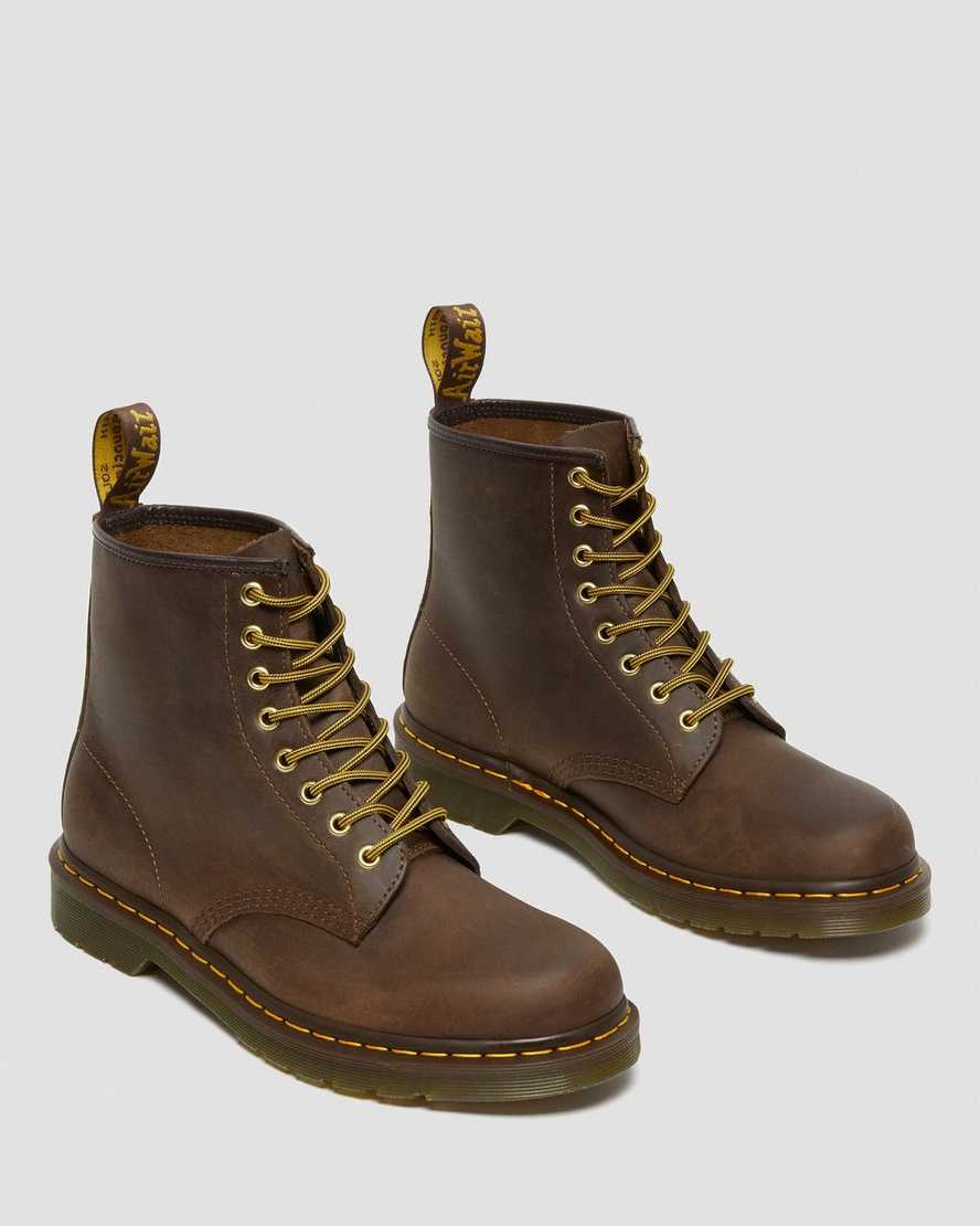 hnědé dámské šněrovací boty dr. martens 1460 crazy horse