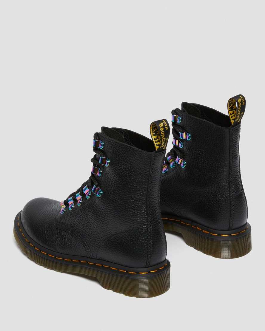 Černé dámské šněrovací boty dr. martens 1460 pascal iridescent hardware
