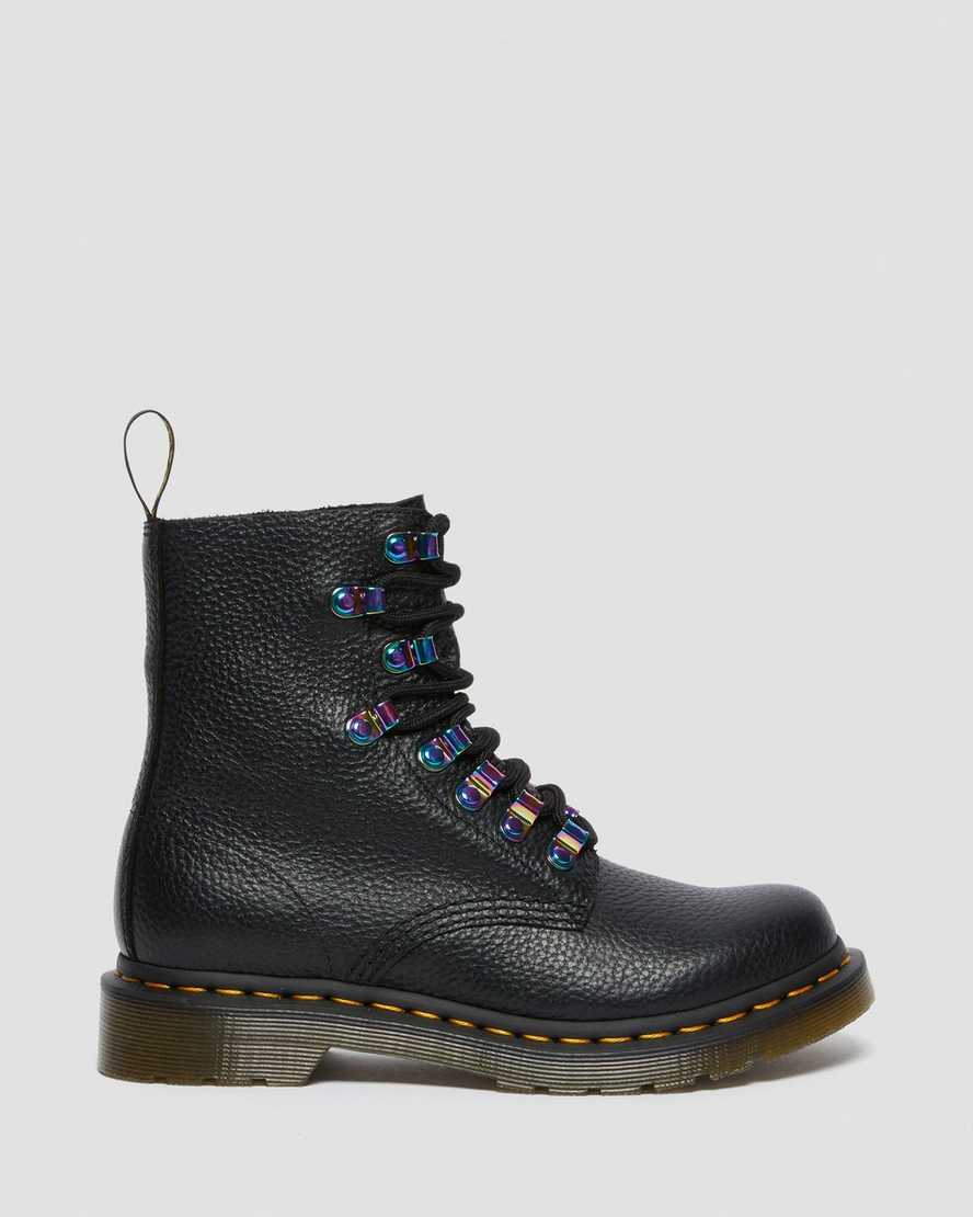 Černé dámské šněrovací boty dr. martens 1460 pascal iridescent hardware