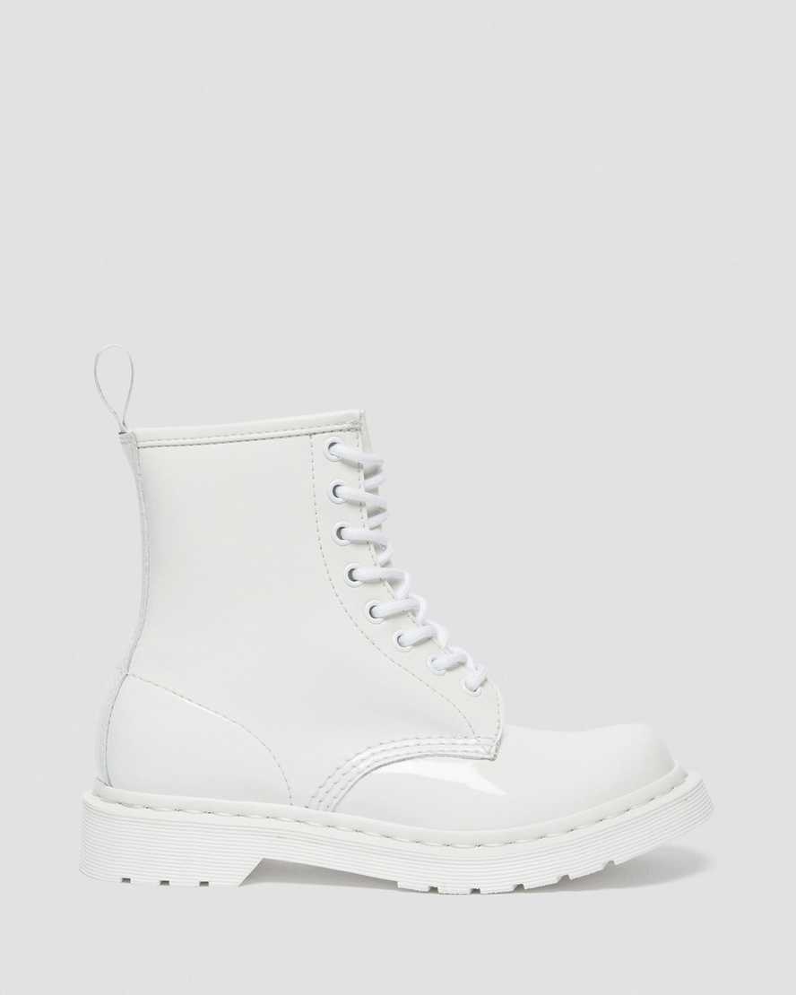 bílé dámské šněrovací boty dr. martens 1460 mono patent