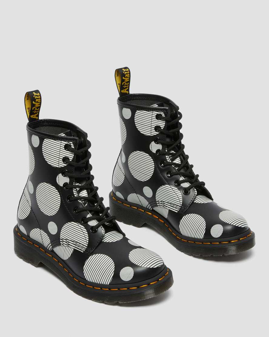 Černé dámské šněrovací boty dr. martens 1460 polka dot smooth