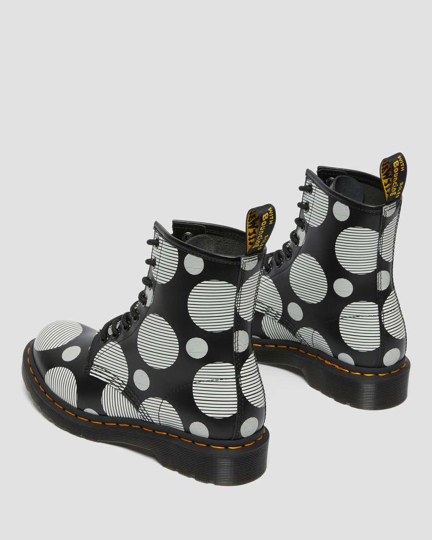 Černé dámské šněrovací boty dr. martens 1460 polka dot smooth