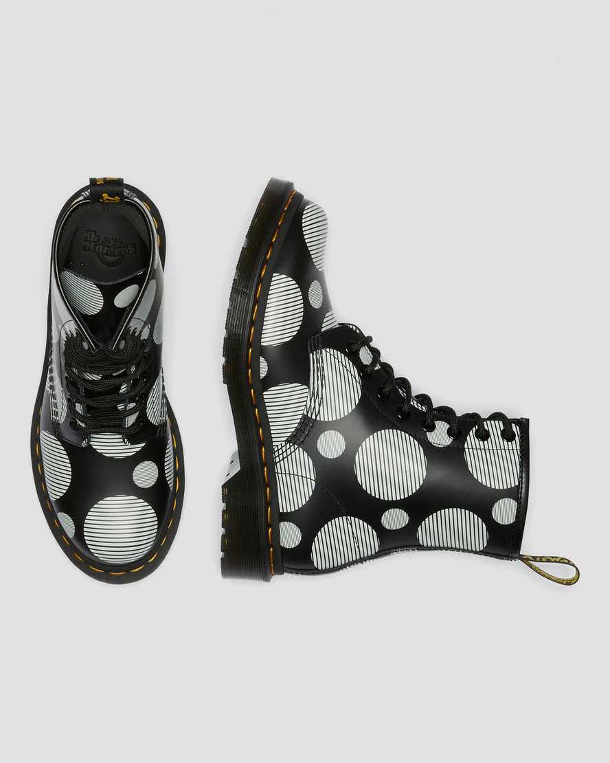 Černé dámské šněrovací boty dr. martens 1460 polka dot smooth