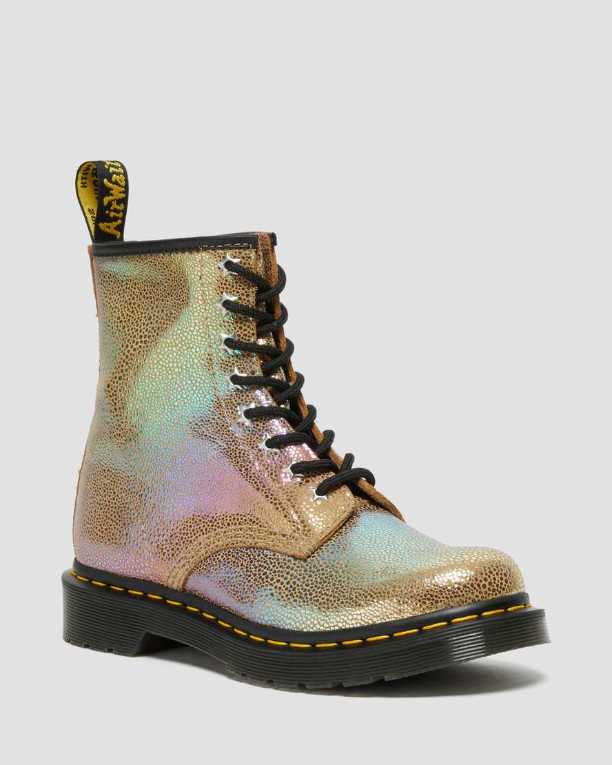 hnědé dámské šněrovací boty dr. martens 1460 rainbow ray