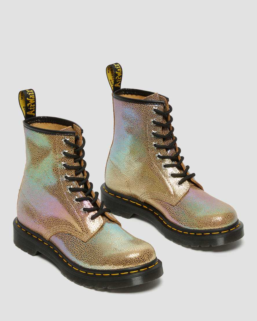 hnědé dámské šněrovací boty dr. martens 1460 rainbow ray