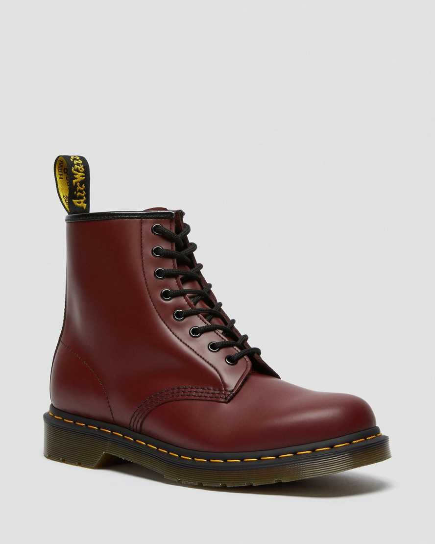 Červené dámské šněrovací boty dr. martens 1460 smooth