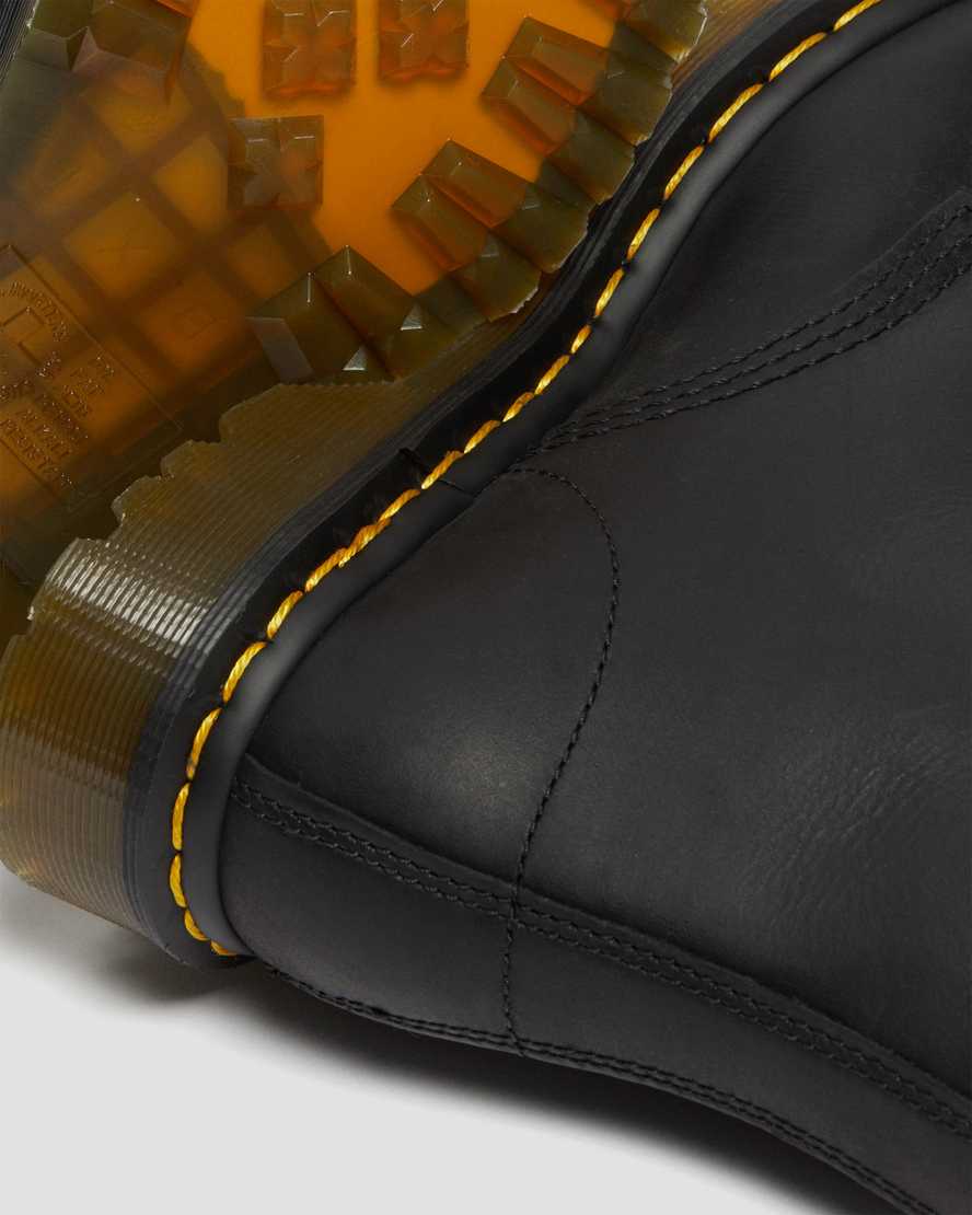 Černé dámské šněrovací boty dr. martens 1460 s podšívkou z umělé kožešiny