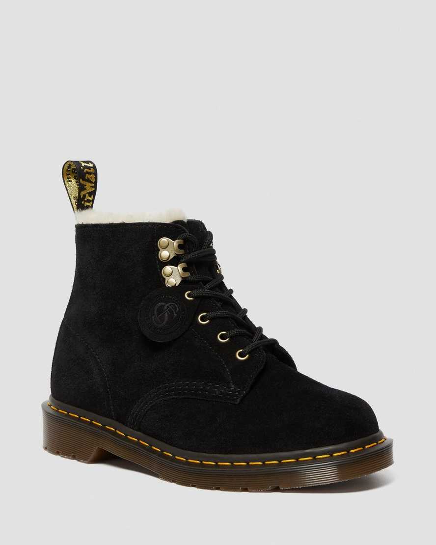 Černé dámské podšité boty dr. martens 101 z ovčí kůže