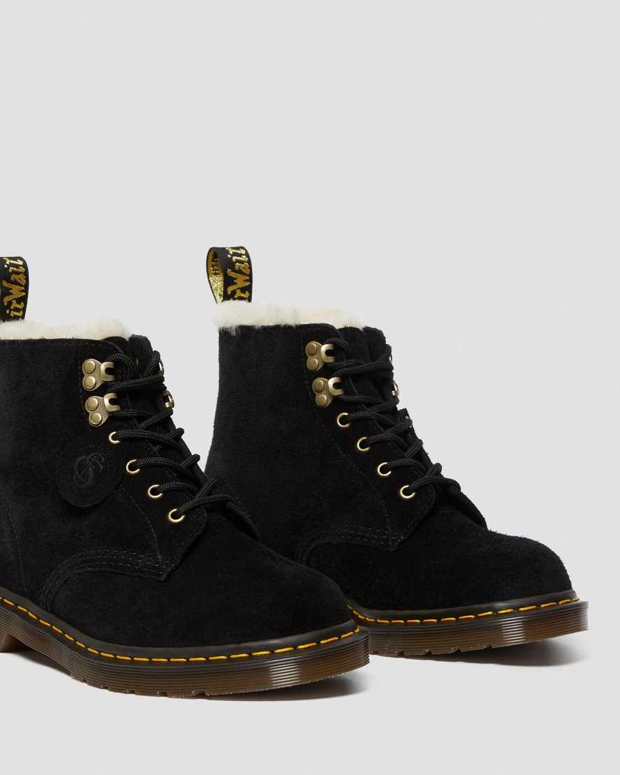 Černé dámské podšité boty dr. martens 101 z ovčí kůže