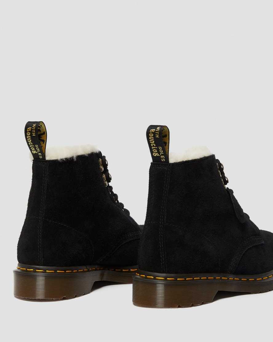 Černé dámské podšité boty dr. martens 101 z ovčí kůže