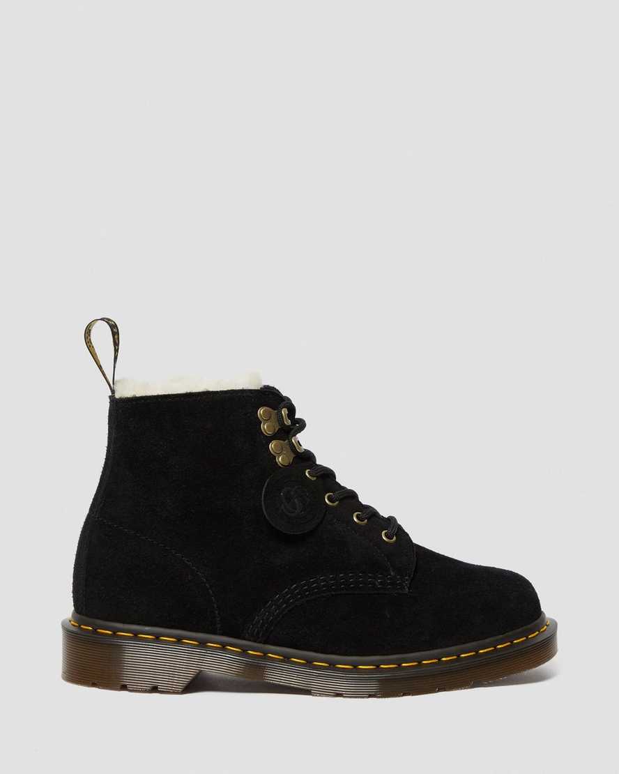 Černé dámské podšité boty dr. martens 101 z ovčí kůže
