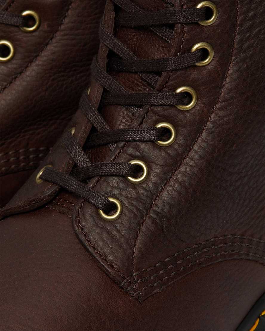 hnědé dámské boty dr. martens 1460 pascal s podšívkou z umělé kožešiny