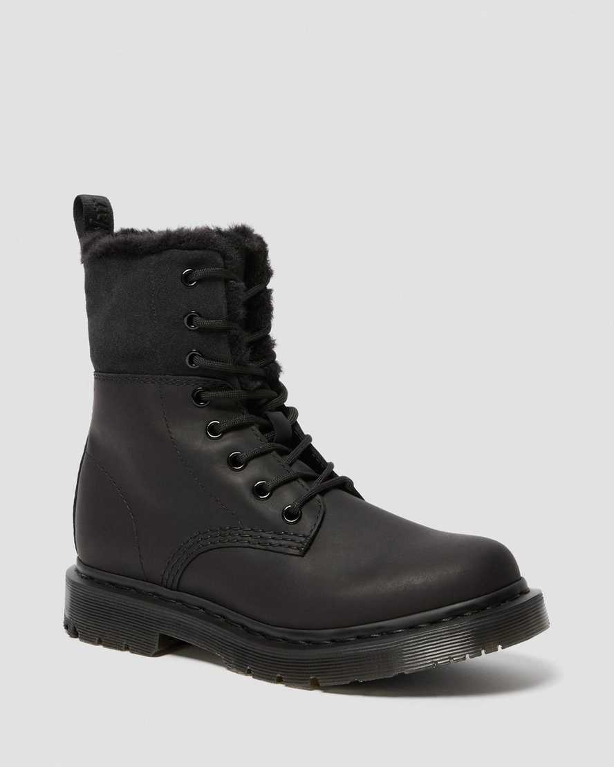 dámské boty dr. martens 1460 dms wintergrip faux fur s podšívkou v černé barvě