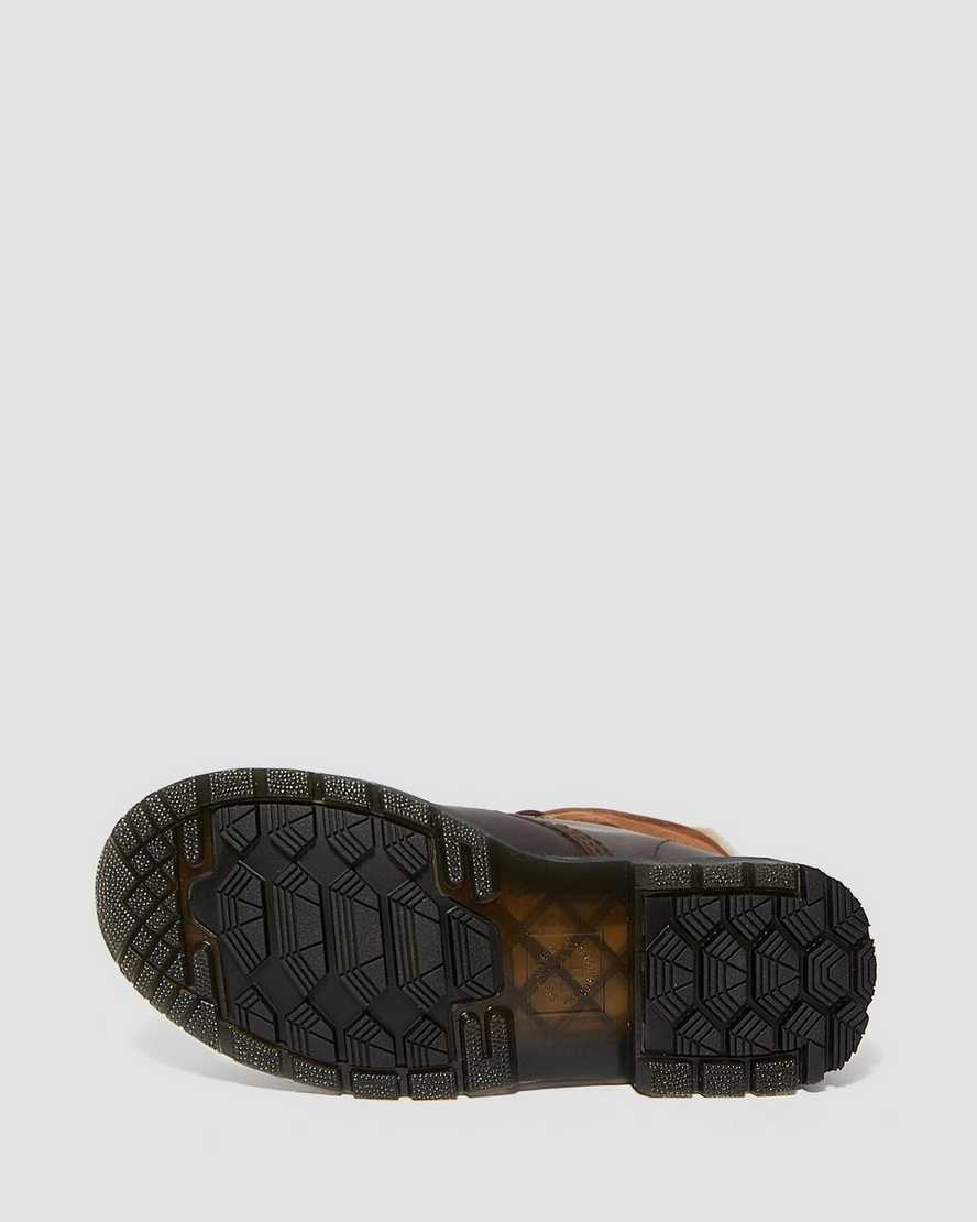 tmavě hnědé dámské boty dr. martens 1460 dms wintergrip faux fur s podšívkou