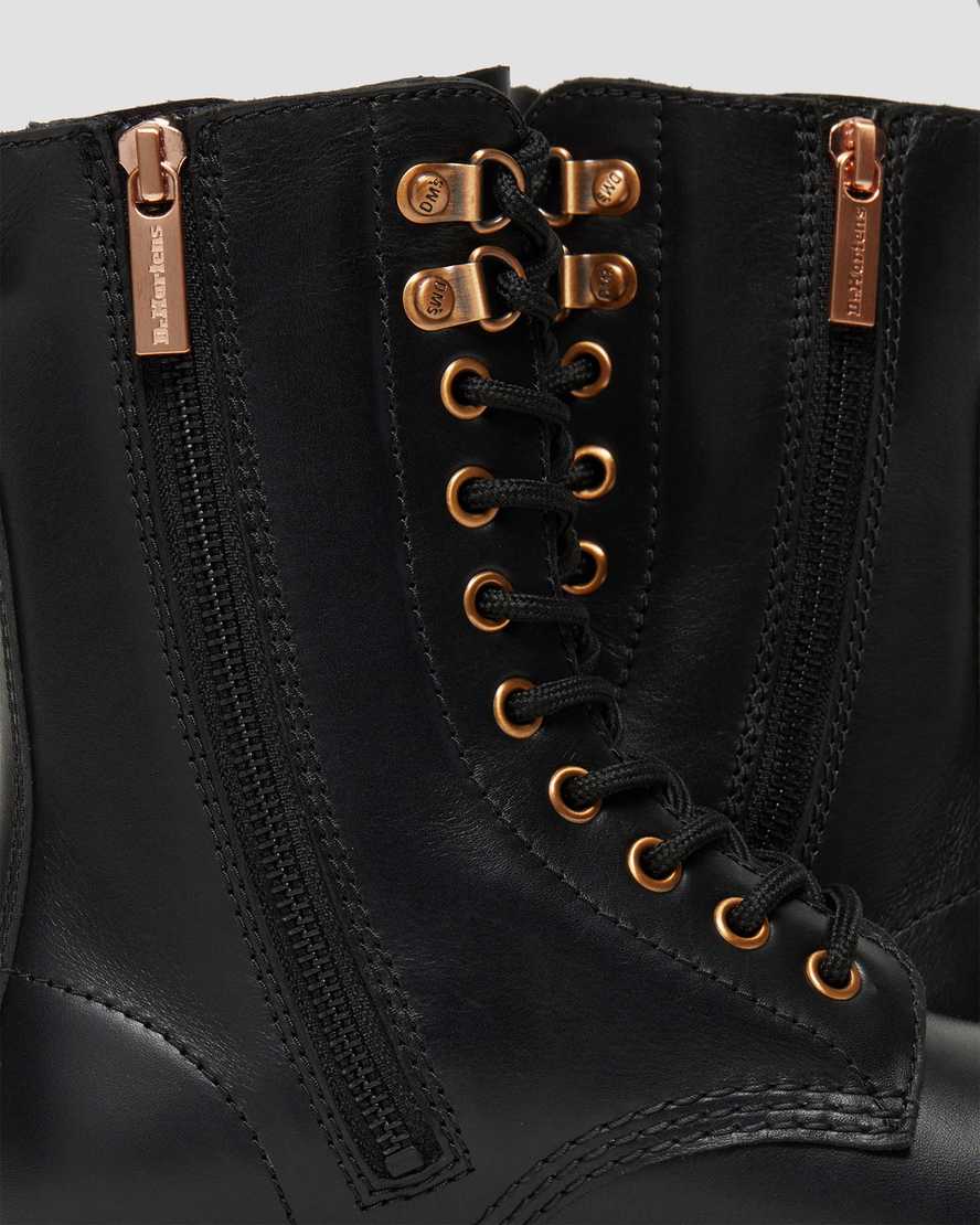 dámské boty dr. martens 1490 rose gold hardware do poloviny lýtek v černé barvě