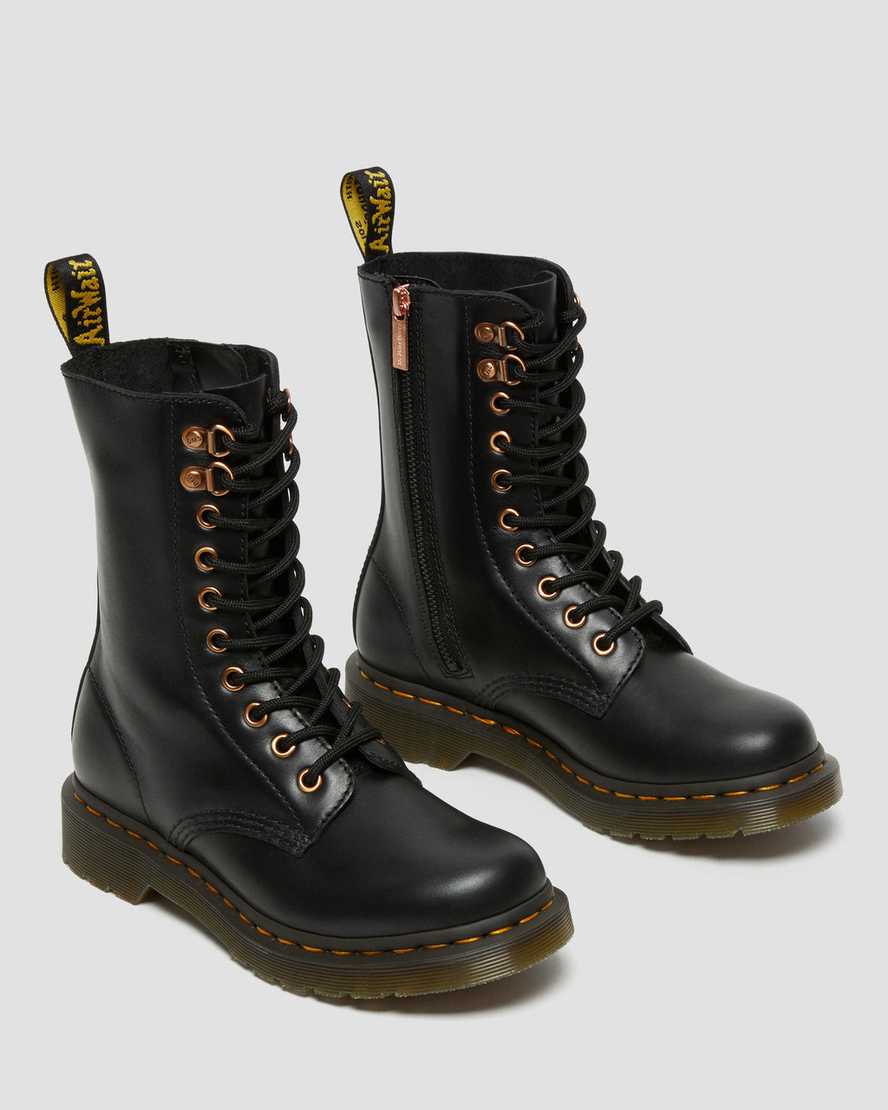 dámské boty dr. martens 1490 rose gold hardware do poloviny lýtek v černé barvě