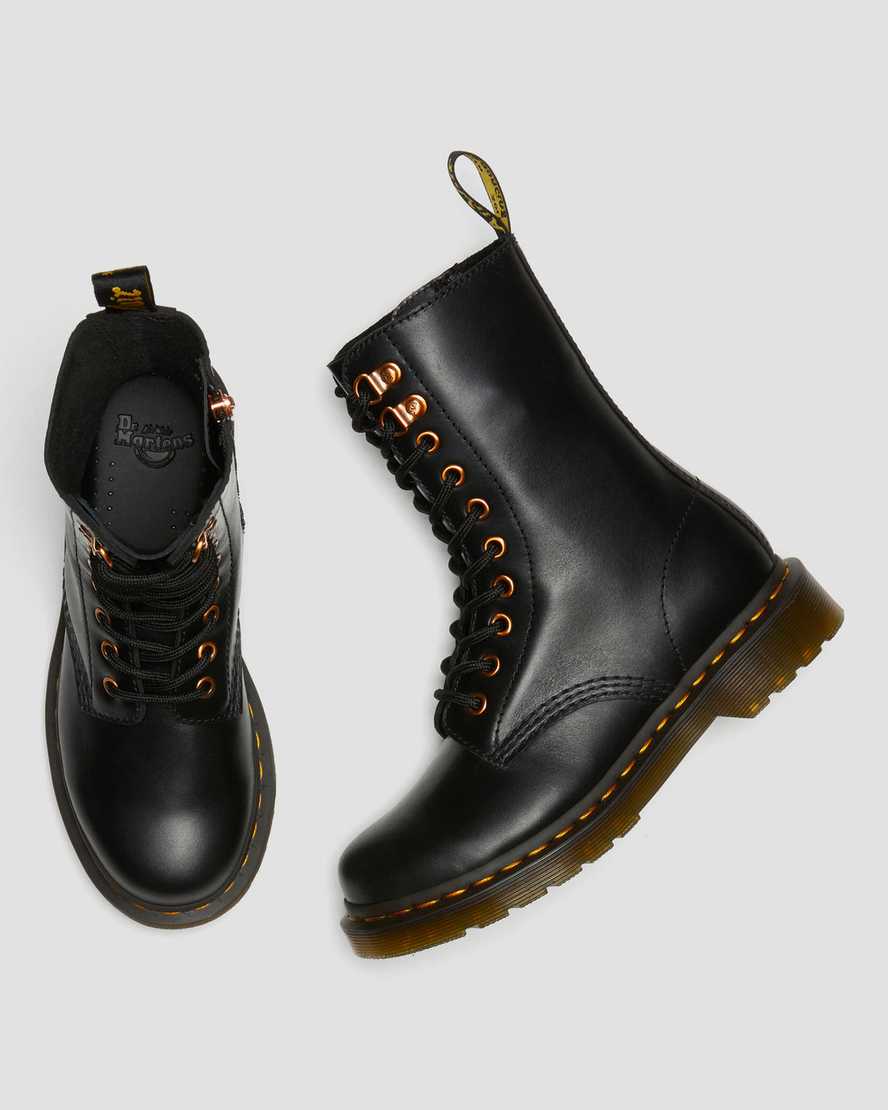 dámské boty dr. martens 1490 rose gold hardware do poloviny lýtek v černé barvě
