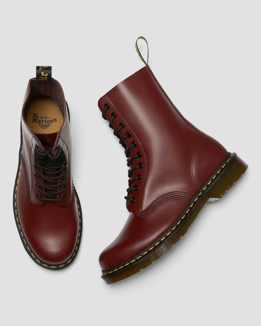dámské boty dr. martens 1490 smooth do poloviny lýtek červené