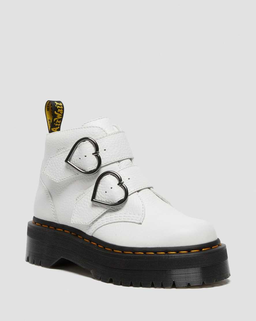 bílé dámské boty na platformě dr. martens devon heart