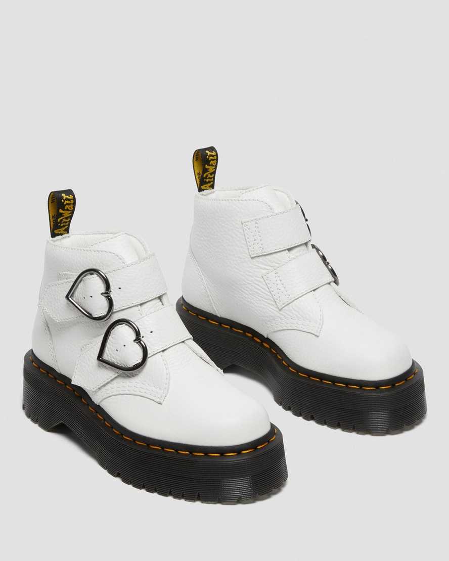 bílé dámské boty na platformě dr. martens devon heart
