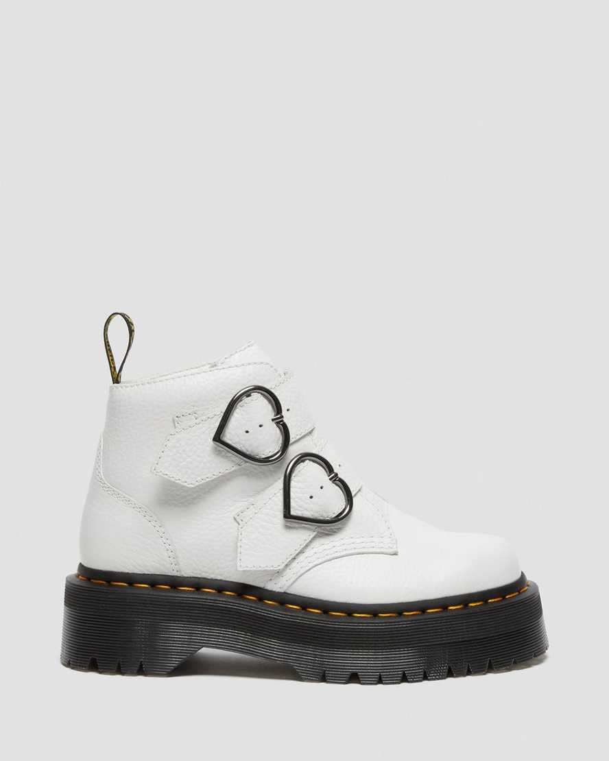 bílé dámské boty na platformě dr. martens devon heart