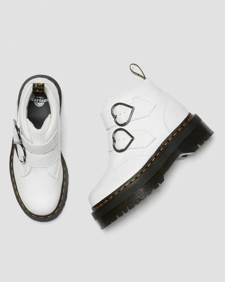 bílé dámské boty na platformě dr. martens devon heart