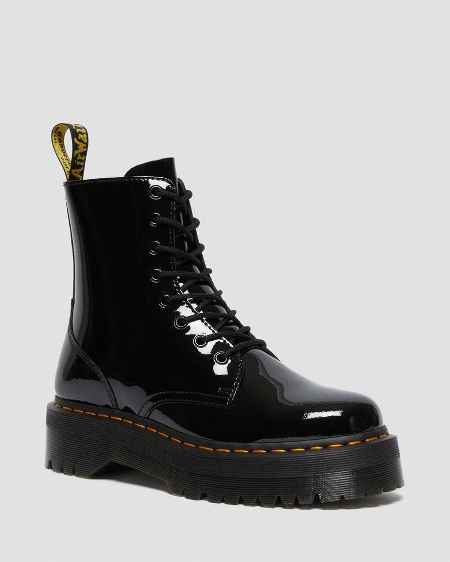Černé dámské boty na platformě dr. martens jadon patent