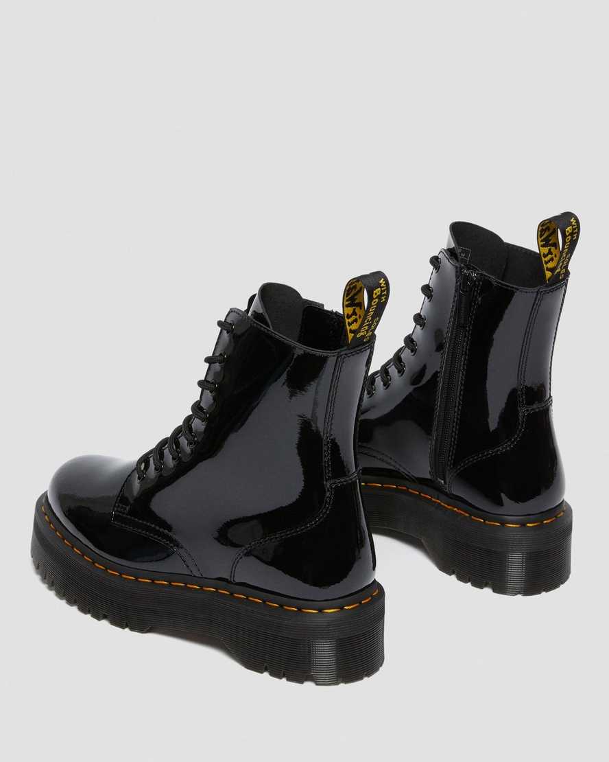 Černé dámské boty na platformě dr. martens jadon patent