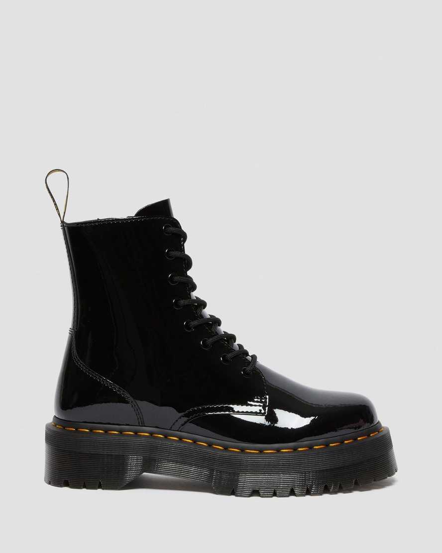 Černé dámské boty na platformě dr. martens jadon patent