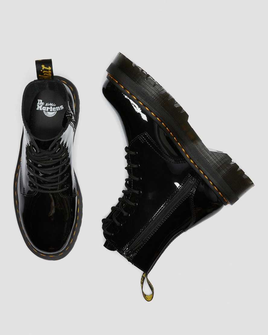 Černé dámské boty na platformě dr. martens jadon patent