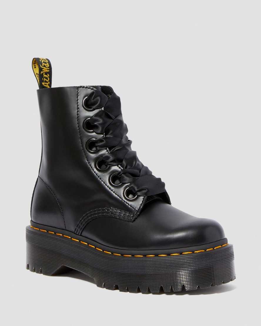 Černé dámské boty na platformě dr. martens molly