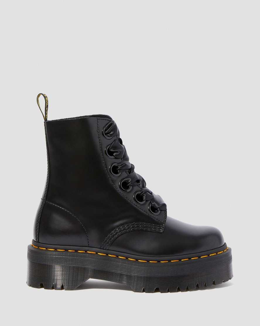 Černé dámské boty na platformě dr. martens molly