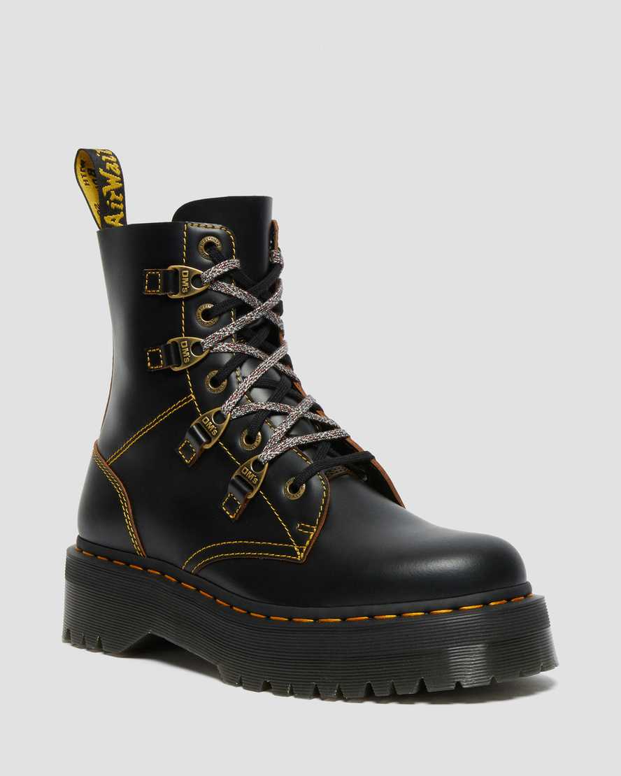 Černé dámské boty na platformě dr. martens collier s dvojitým šněrováním
