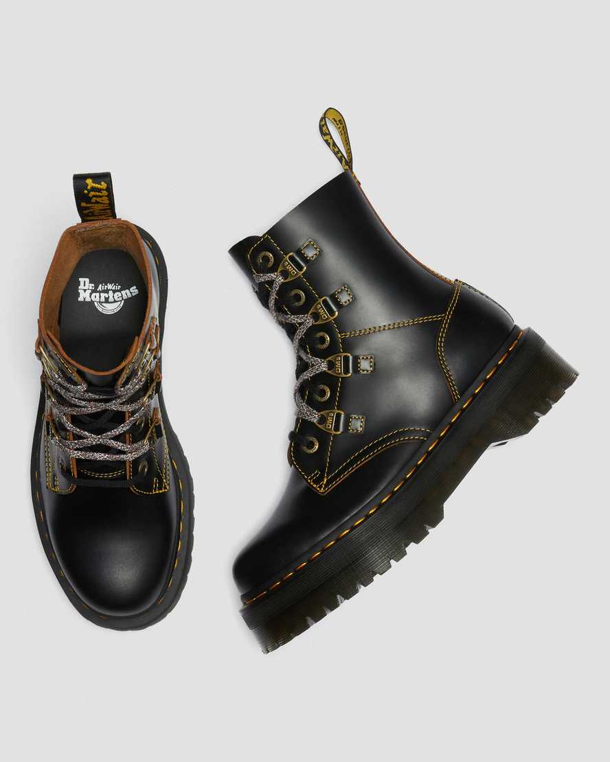 Černé dámské boty na platformě dr. martens collier s dvojitým šněrováním