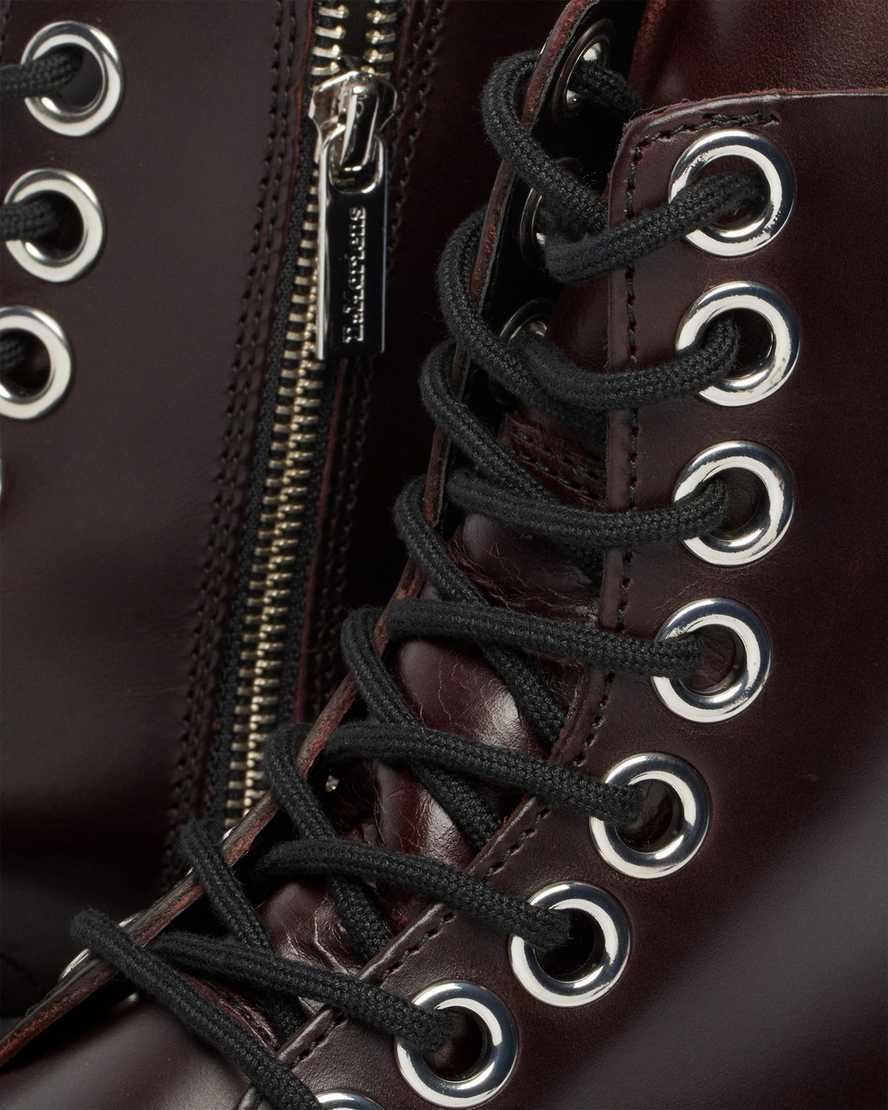 vínové dámské boty na platformě dr. martens jadon max