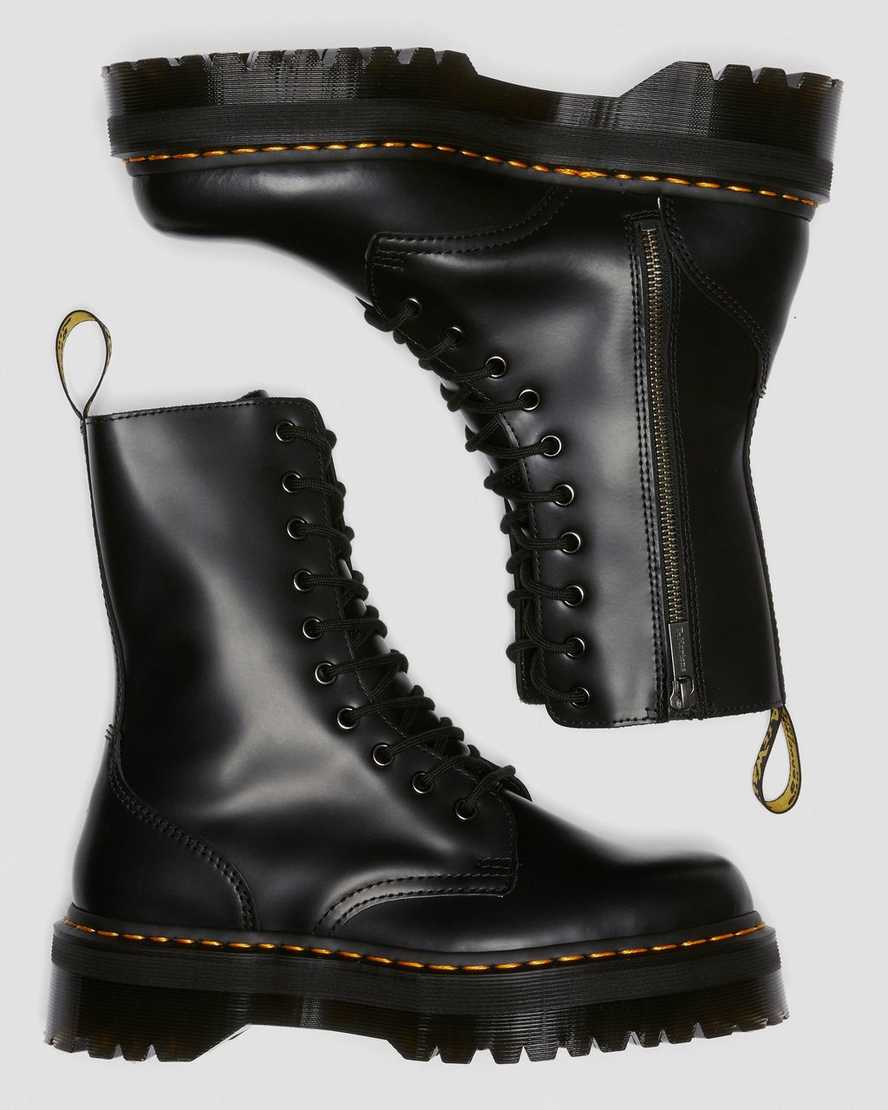 Černé dámské boty na platformě dr. martens jadon hi smooth