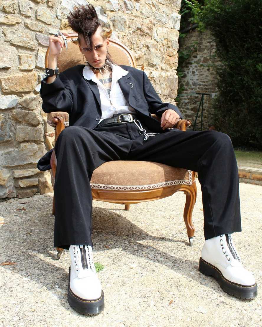 bílé dámské boty na platformě dr. martens sinclair