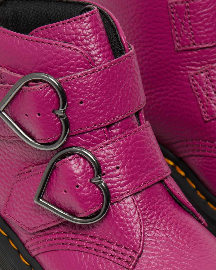 růžové dámské boty na platformě dr. martens devon heart