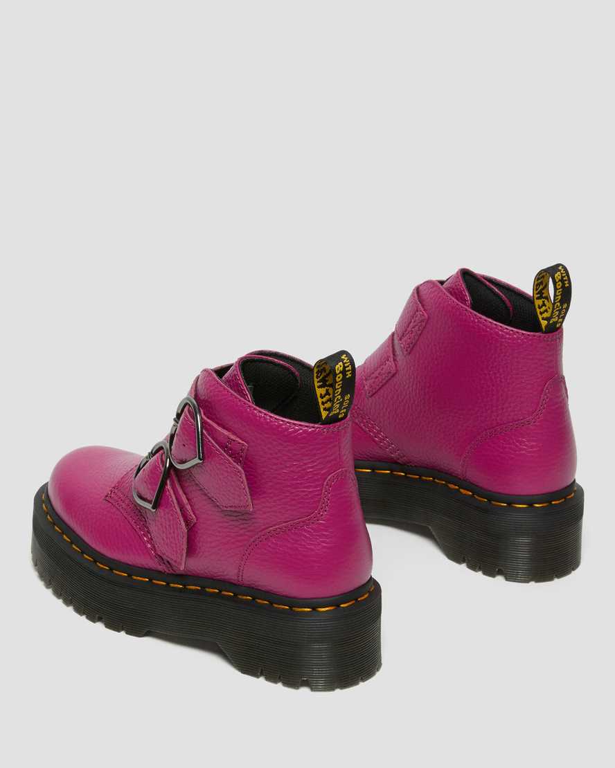 růžové dámské boty na platformě dr. martens devon heart