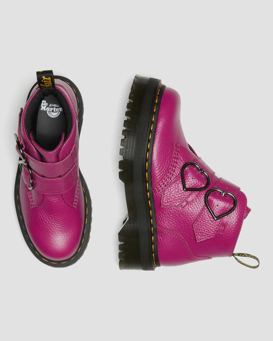růžové dámské boty na platformě dr. martens devon heart